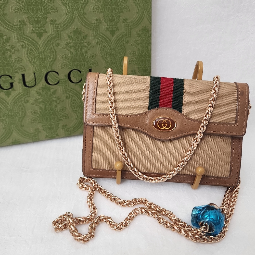 Auth Gucci Sherry Line Wallet to Crossbody/Waist Bag